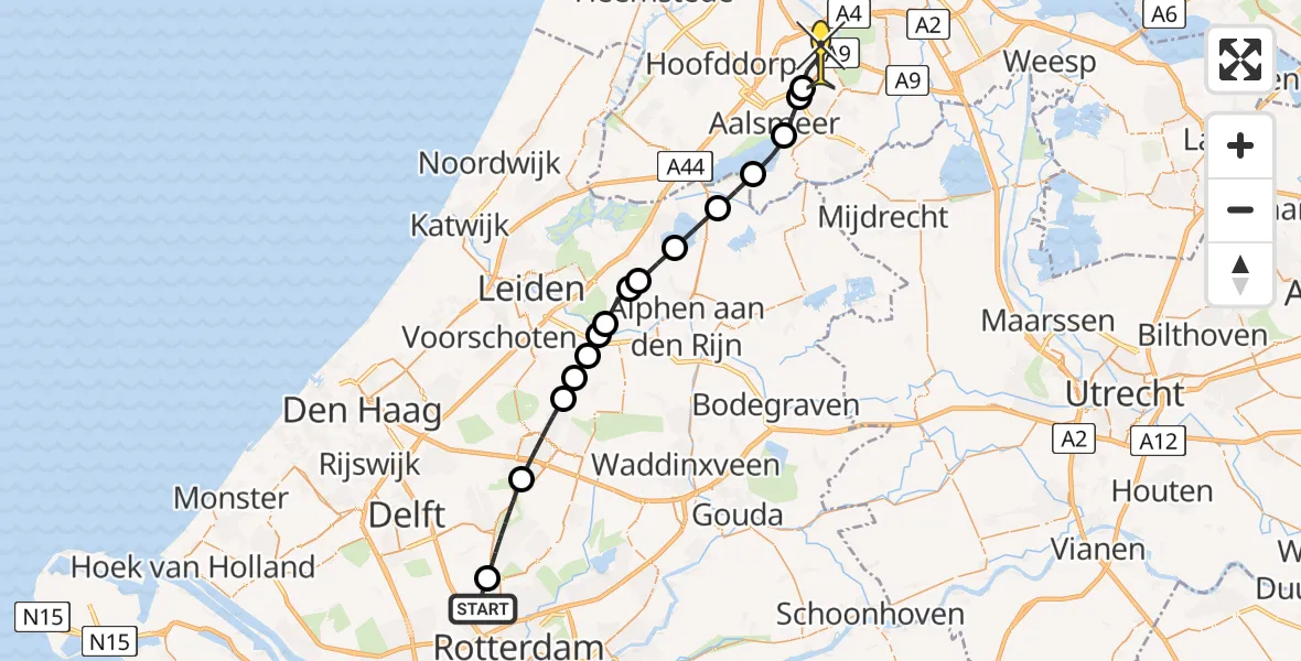 Routekaart van de vlucht: Politieheli naar Schiphol, Oude Bovendijk