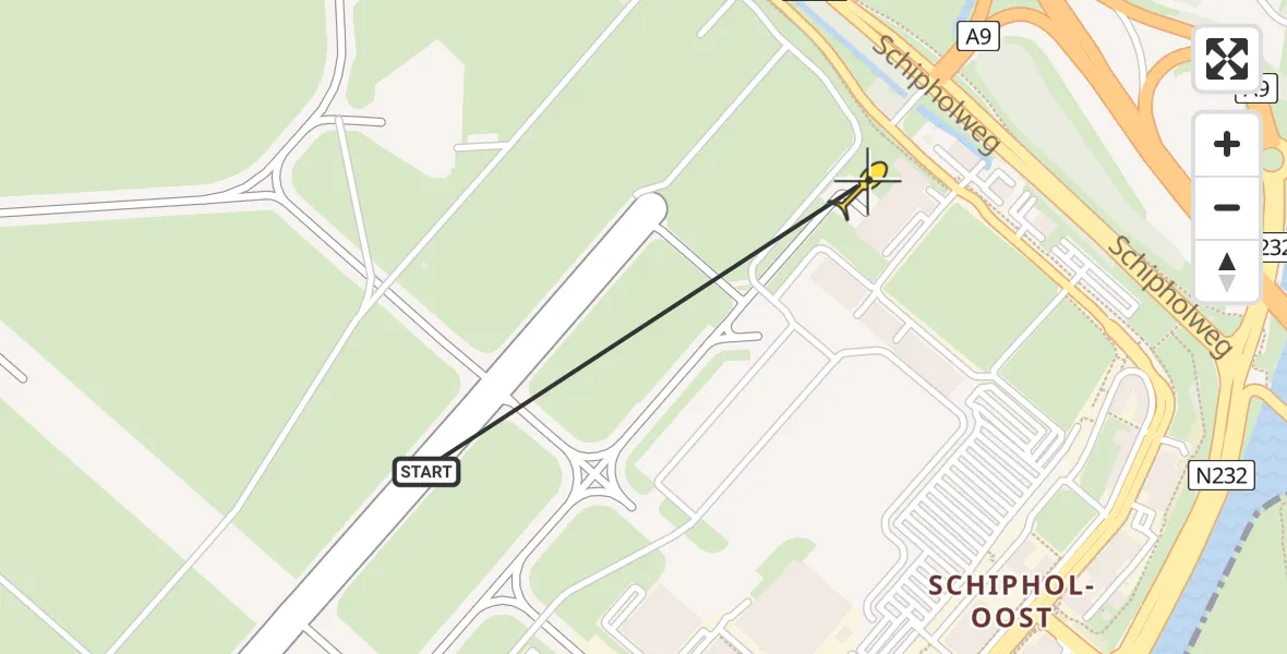 Routekaart van de vlucht: Politieheli naar Schiphol, Loevesteinse Randweg