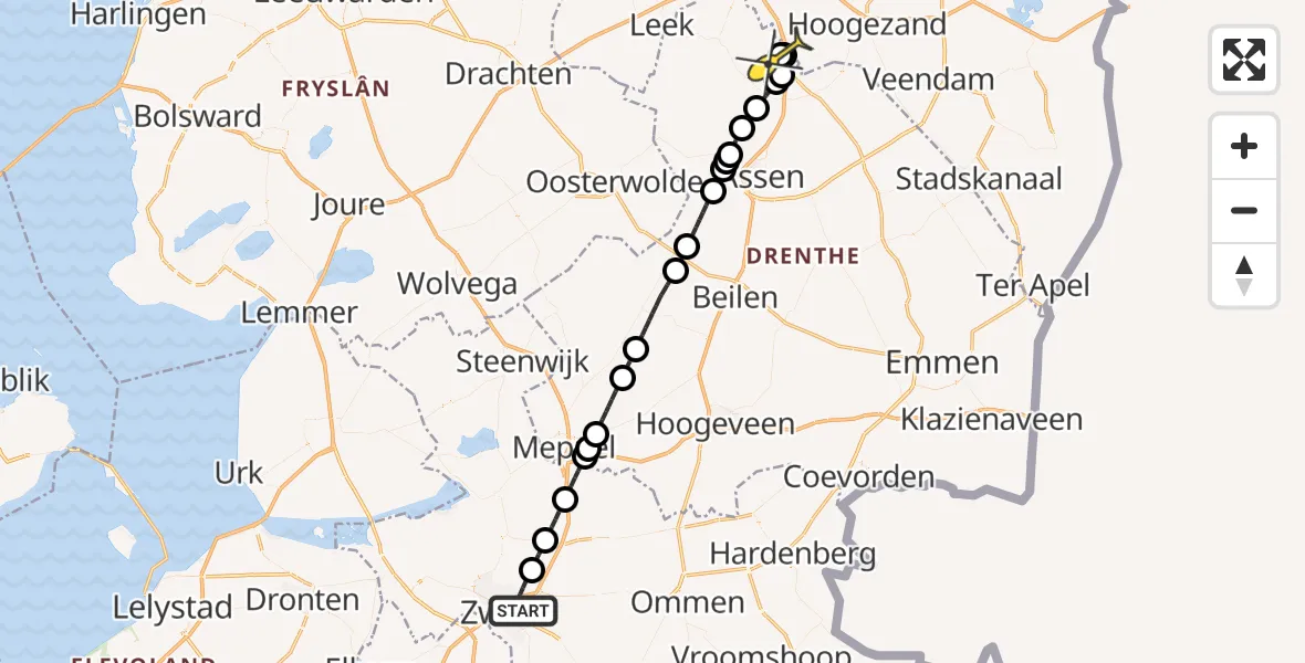 Routekaart van de vlucht: Lifeliner 4 naar Groningen Airport Eelde, Sumatrastraat