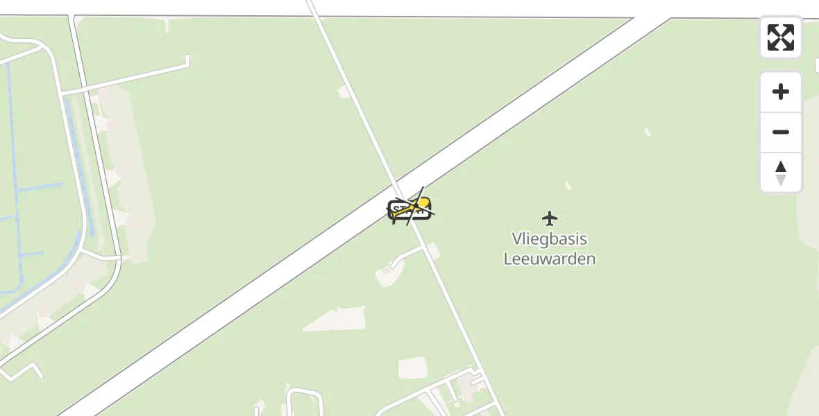 Vluchtroute Ambulancehelikopter van Vliegbasis Leeuwarden naar Vliegbasis Leeuwarden