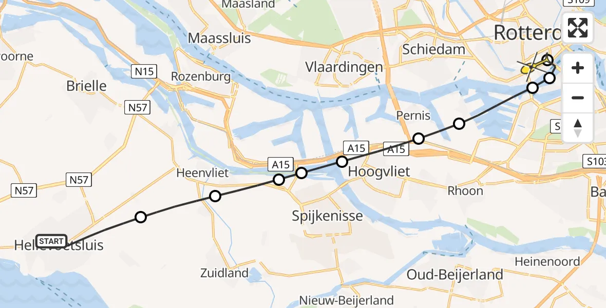 Routekaart van de vlucht: Lifeliner 2 naar Erasmus MC, Oostdijk