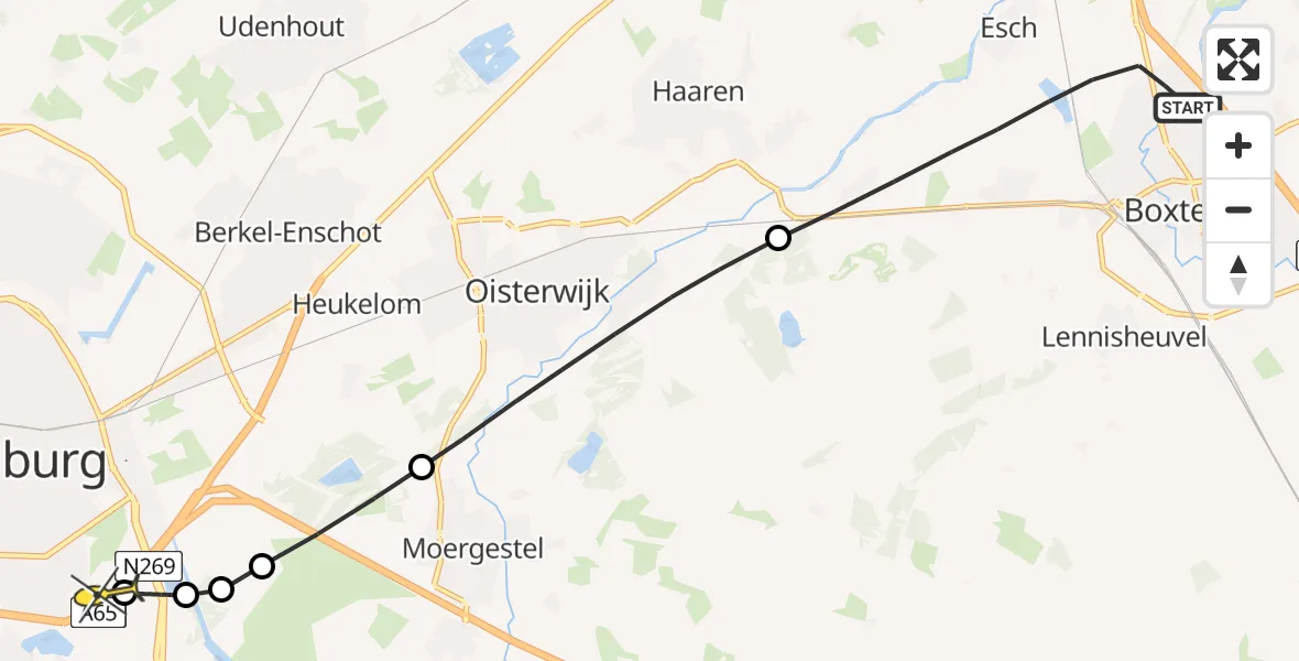 Routekaart van de vlucht: Lifeliner 3 naar Tilburg, Otter