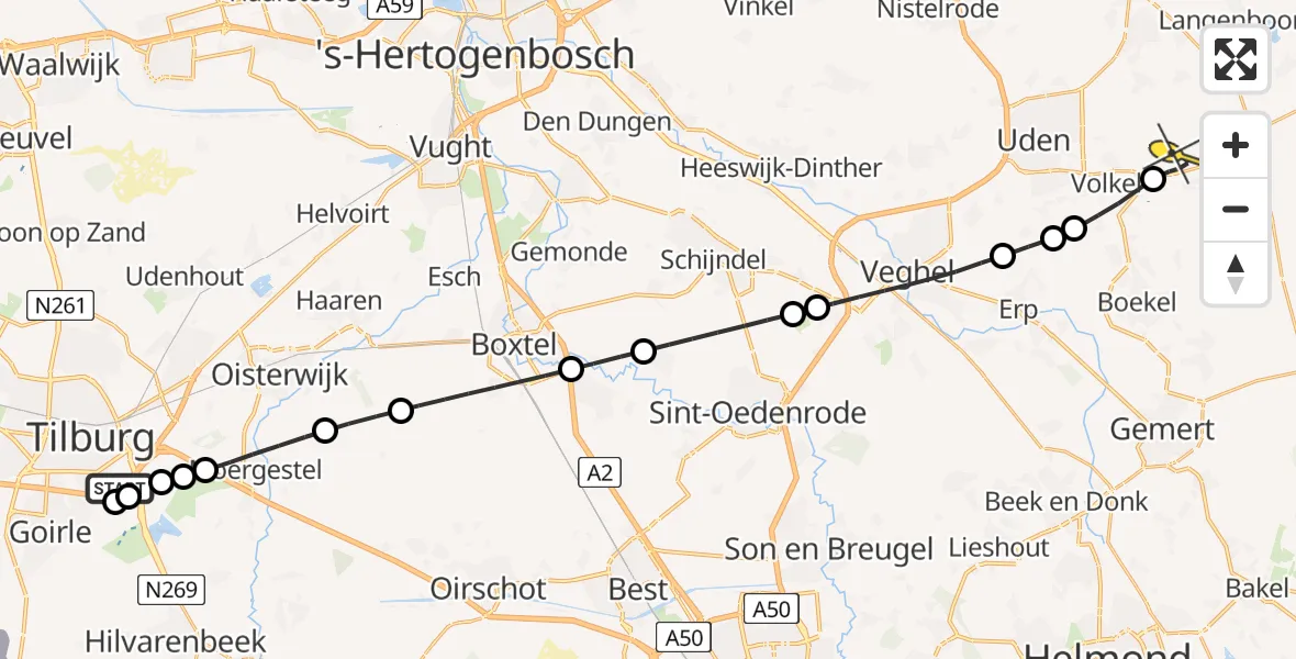 Routekaart van de vlucht: Lifeliner 3 naar Vliegbasis Volkel, Oude Beeksepad