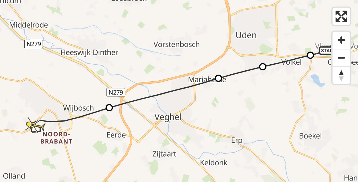 Routekaart van de vlucht: Lifeliner 3 naar Schijndel, Boxtelseweg