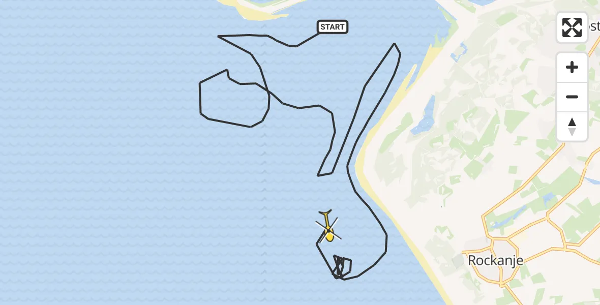 Routekaart van de vlucht: Politiehelikopter naar Rockanje, Noordzeeboulevard