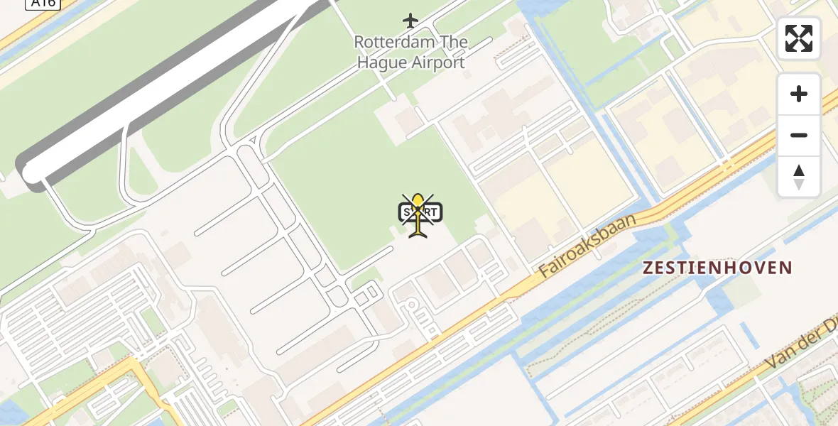 Routekaart van de vlucht: Politiehelikopter naar Rotterdam The Hague Airport, Fairoaksbaan