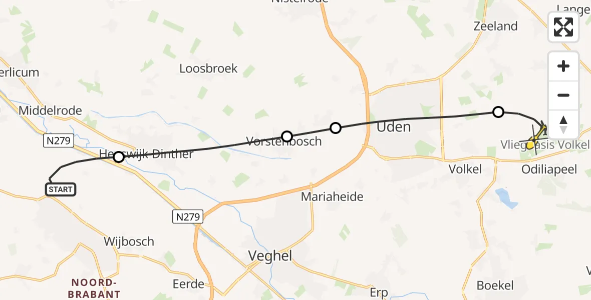 Routekaart van de vlucht: Lifeliner 3 naar Vliegbasis Volkel, Oude Molenheide