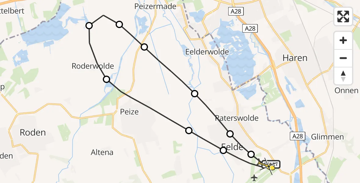 Routekaart van de vlucht: Lifeliner 4 naar Groningen Airport Eelde, Hoofdweg