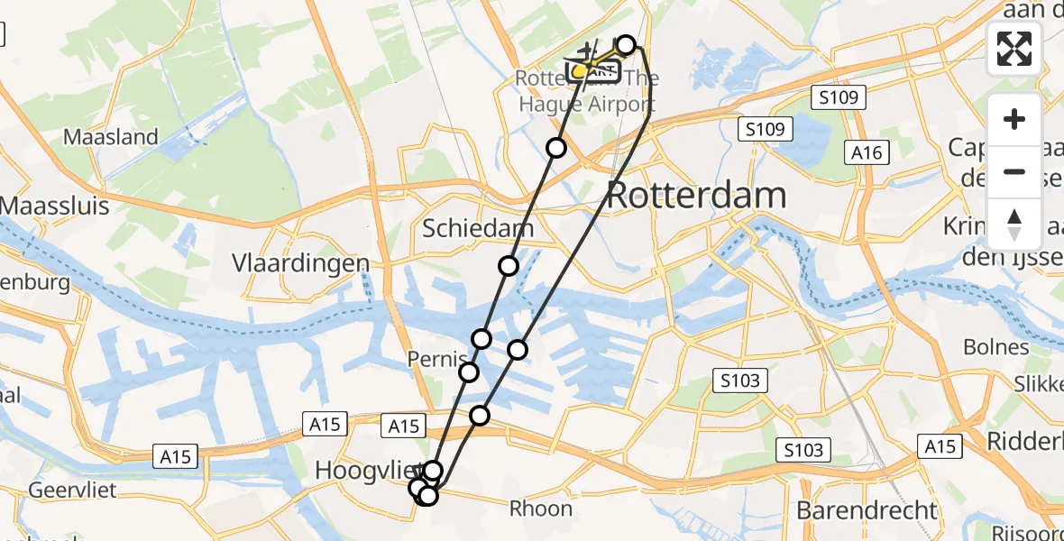 Routekaart van de vlucht: Lifeliner 2 naar Rotterdam The Hague Airport, Ypenburgstraat