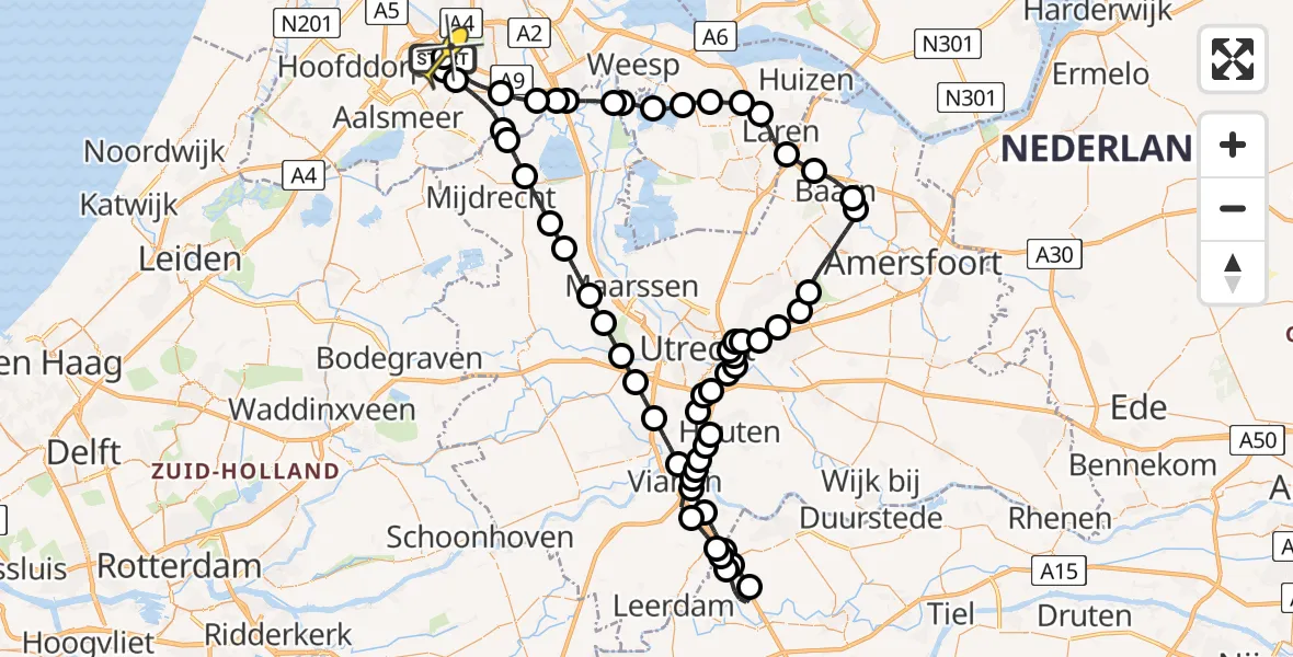 Routekaart van de vlucht: Politieheli naar Schiphol, Thermiekstraat