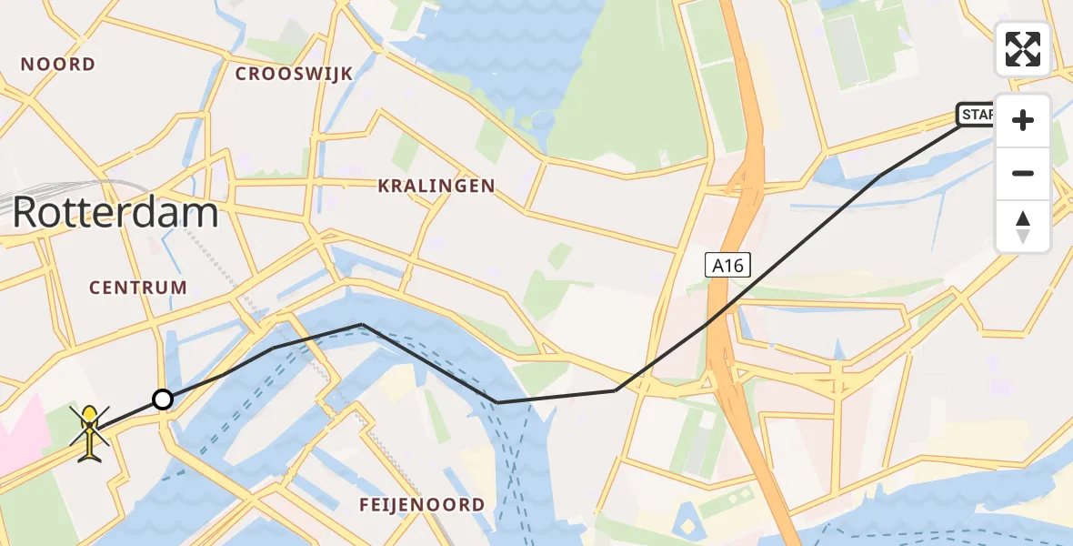 Routekaart van de vlucht: Lifeliner 2 naar Erasmus MC, Jan Witkampstraat