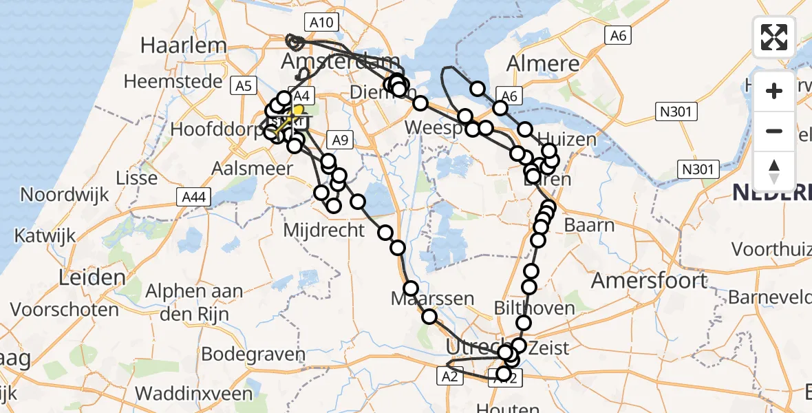 Routekaart van de vlucht: Politieheli naar Schiphol, Bosrandweg