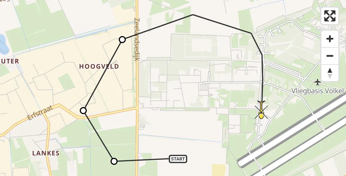 Routekaart van de vlucht: Lifeliner 3 naar Vliegbasis Volkel, Mandenmakerstraat