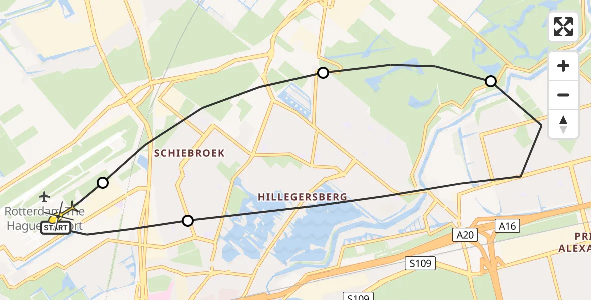 Routekaart van de vlucht: Lifeliner 2 naar Rotterdam The Hague Airport, Bovendijk