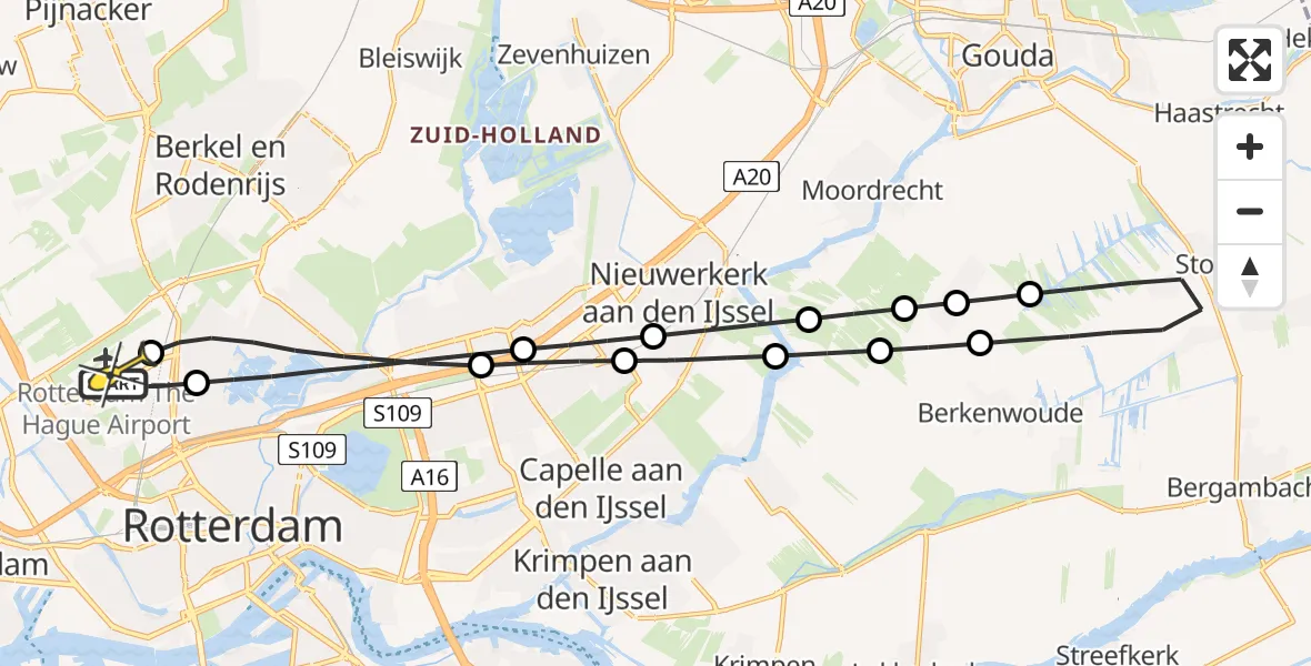 Routekaart van de vlucht: Lifeliner 2 naar Rotterdam The Hague Airport, HSL-Zuid