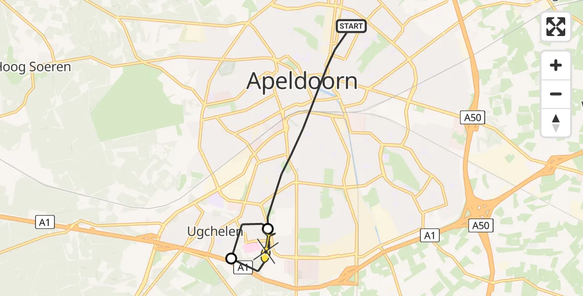 Routekaart van de vlucht: Lifeliner 3 naar Apeldoorn, Noorderlaan