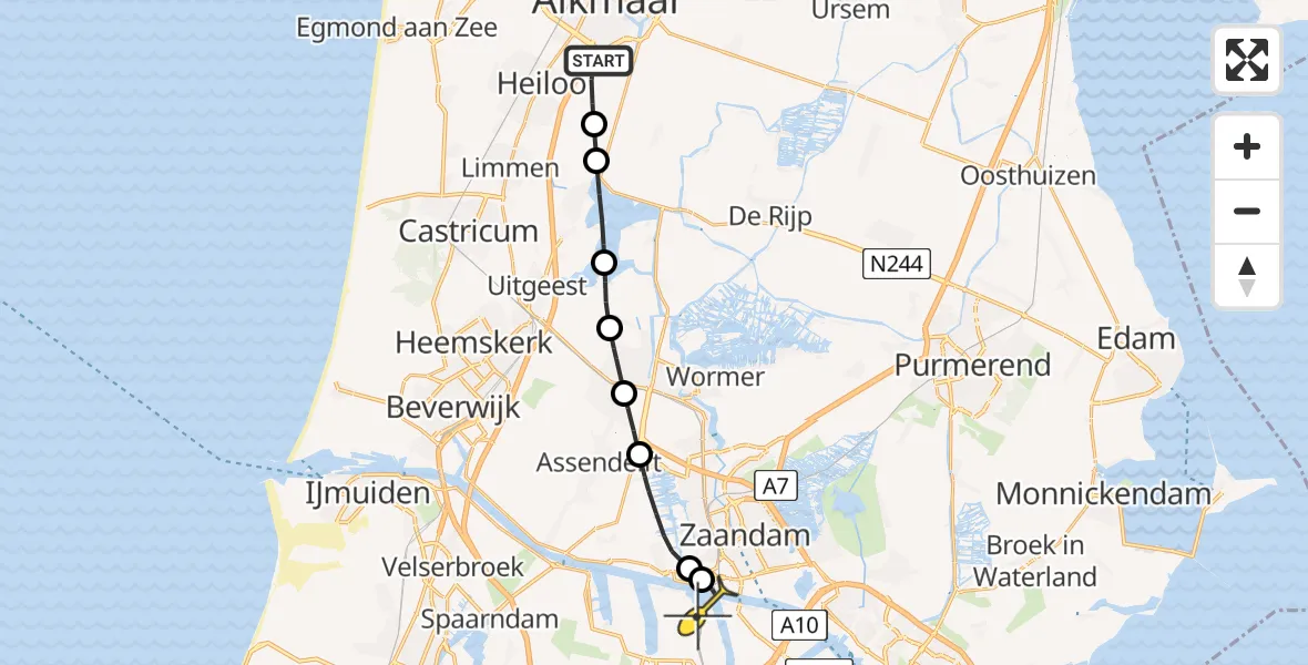 Routekaart van de vlucht: Lifeliner 1 naar Amsterdam Heliport, Fluorietweg