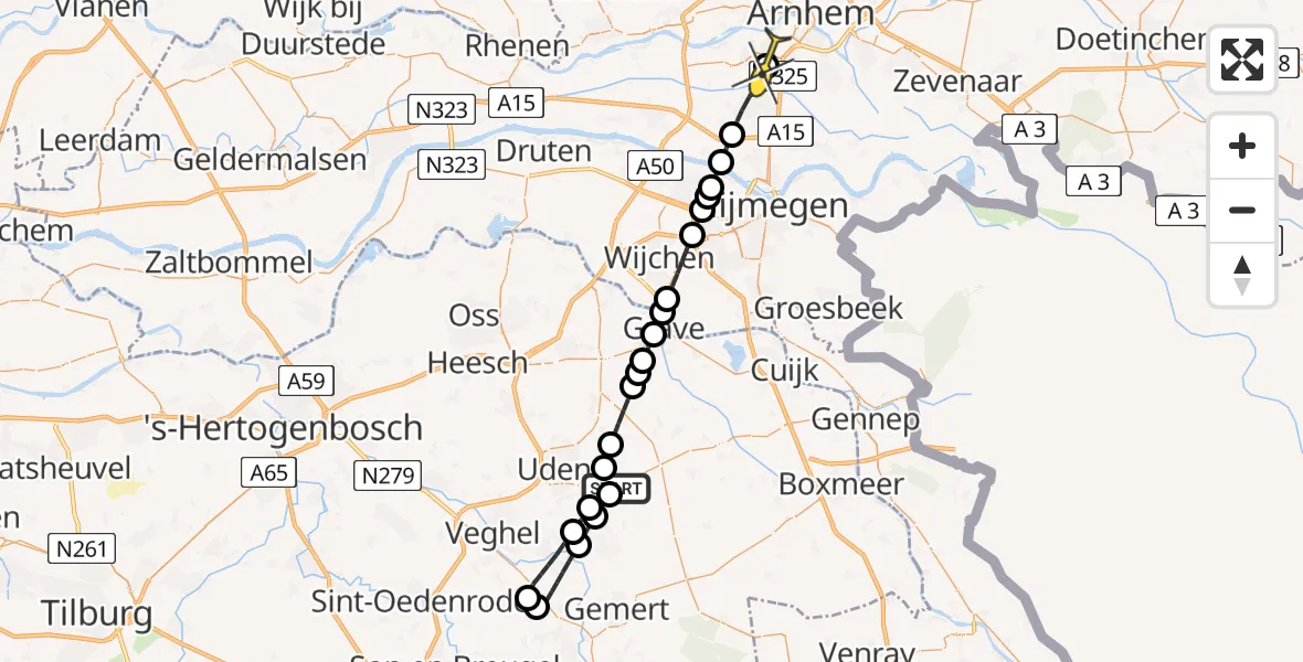 Routekaart van de vlucht: Lifeliner 3 naar Arnhem, Luttelweg