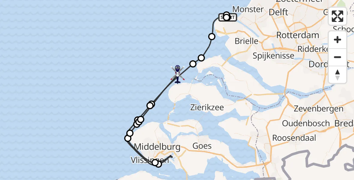 Vluchtroute Politiehelikopter Hoek van Holland - , 20 augustus 2024, 10:37