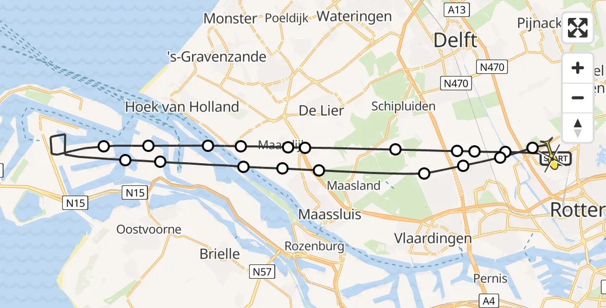 Routekaart van de vlucht: Lifeliner 2 naar Rotterdam The Hague Airport, Malpensabaan