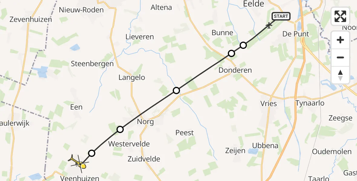 Routekaart van de vlucht: Lifeliner 4 naar Veenhuizen, Lugtenbergerweg