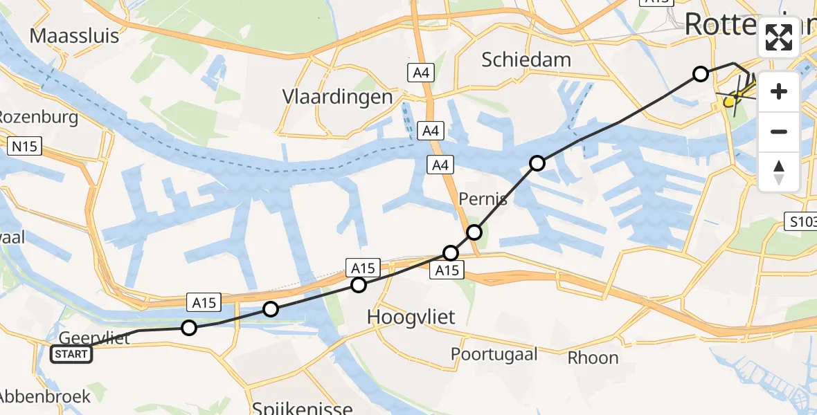 Routekaart van de vlucht: Lifeliner 2 naar Erasmus MC, Noorddijk