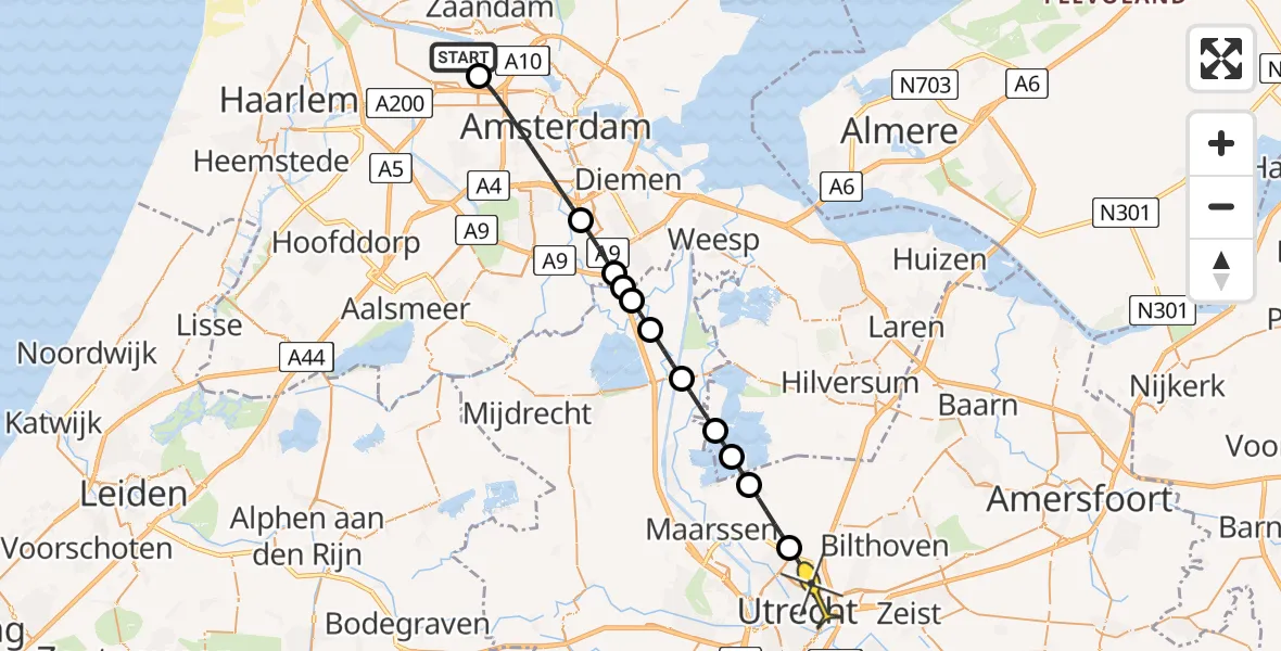 Routekaart van de vlucht: Lifeliner 1 naar Utrecht, Maltaweg