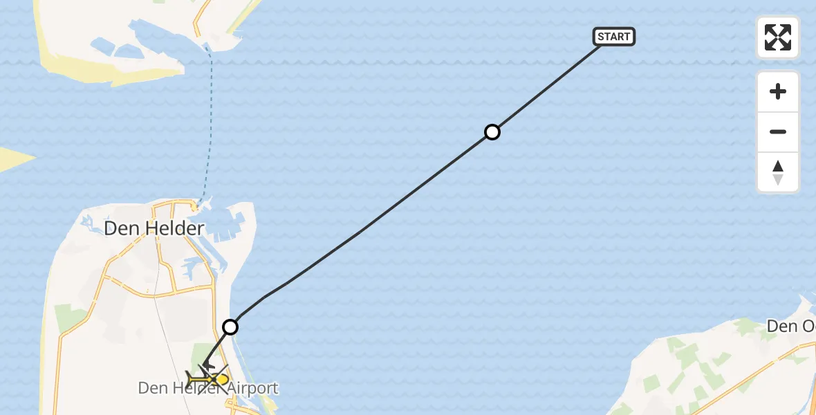Routekaart van de vlucht: Kustwachthelikopter naar Vliegveld De Kooy, Luchthavenweg
