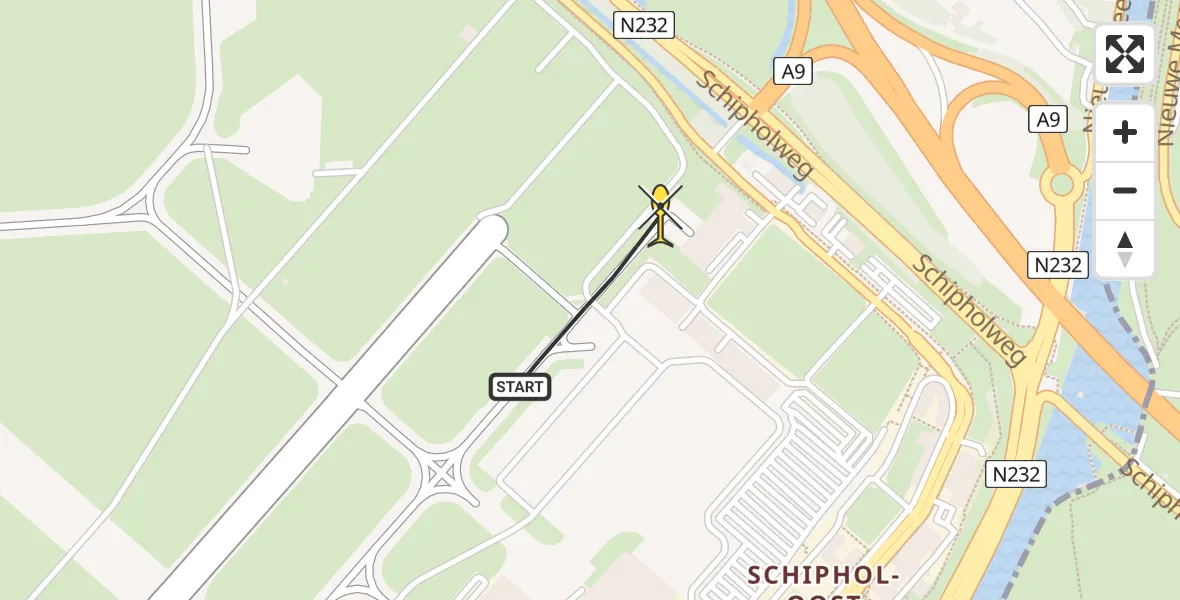 Routekaart van de vlucht: Politieheli naar Schiphol, Loevesteinse Randweg