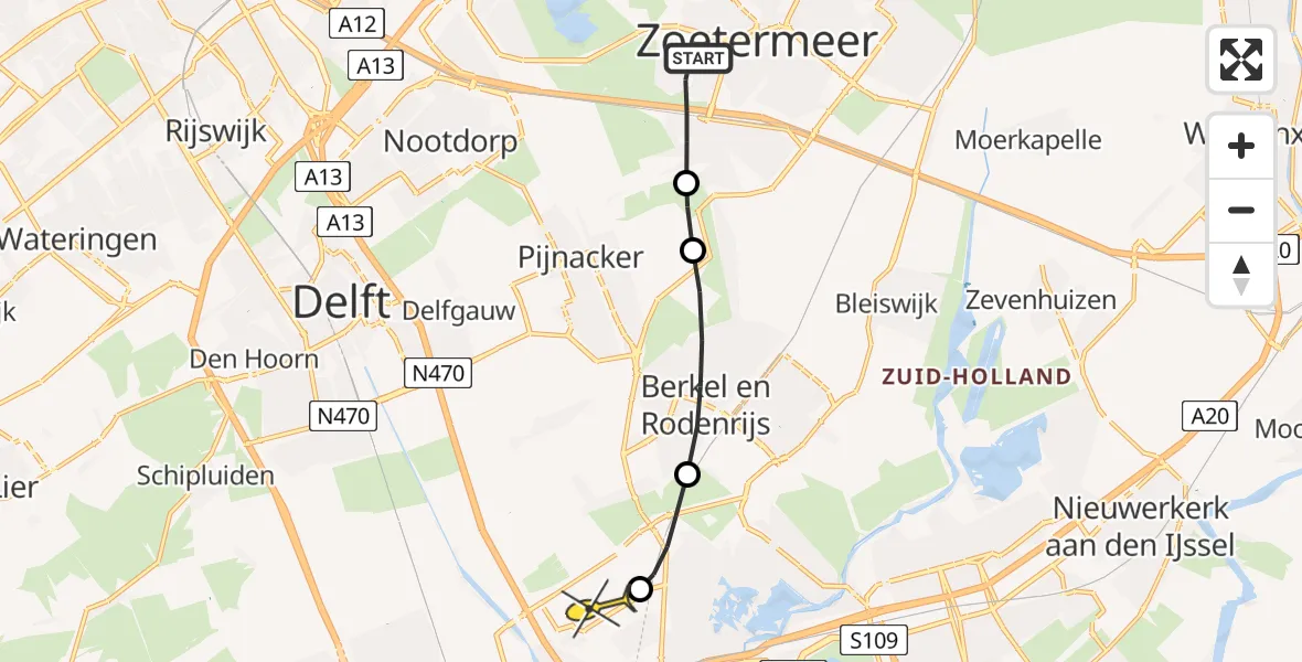 Routekaart van de vlucht: Lifeliner 2 naar Rotterdam The Hague Airport, Houtsingel