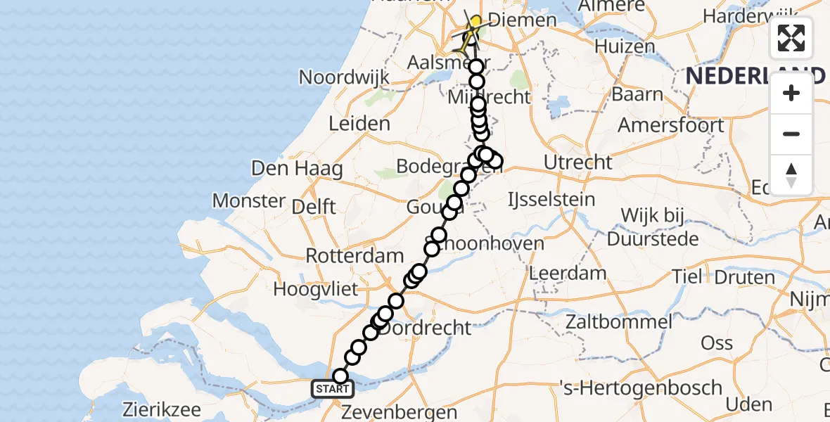 Routekaart van de vlucht: Politieheli naar Schiphol, Hellegatsweg