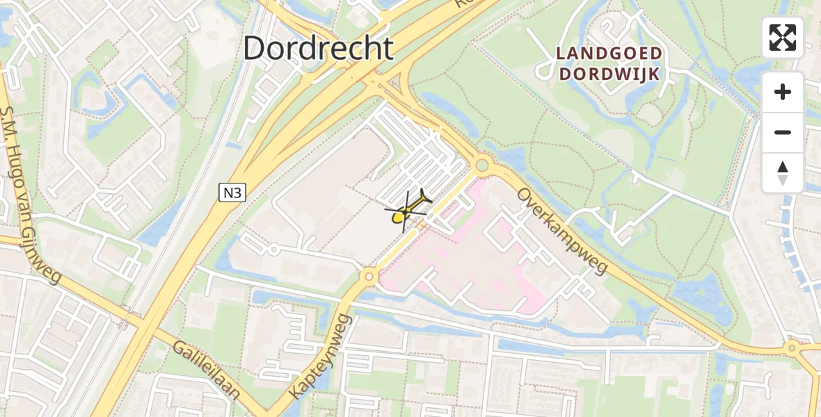 Routekaart van de vlucht: Lifeliner 2 naar Dordrecht