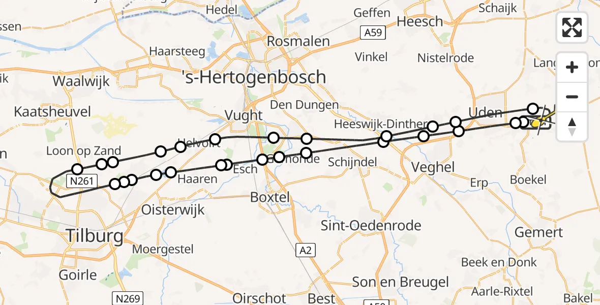 Routekaart van de vlucht: Lifeliner 3 naar Vliegbasis Volkel, Venstraat