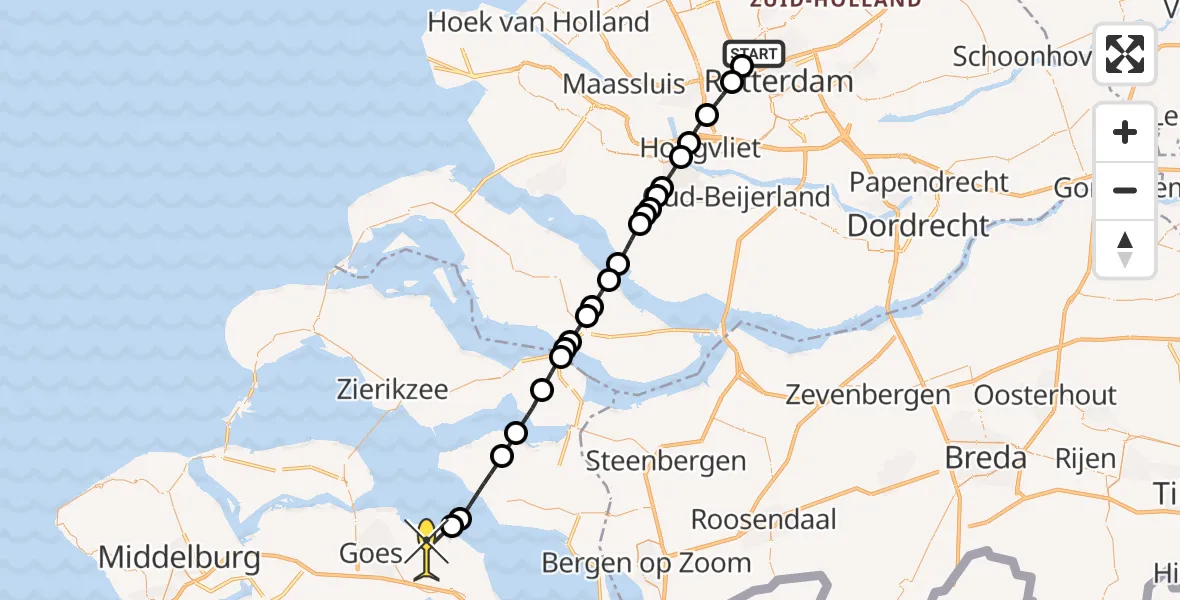 Routekaart van de vlucht: Lifeliner 2 naar Kapelle, Marmerhof