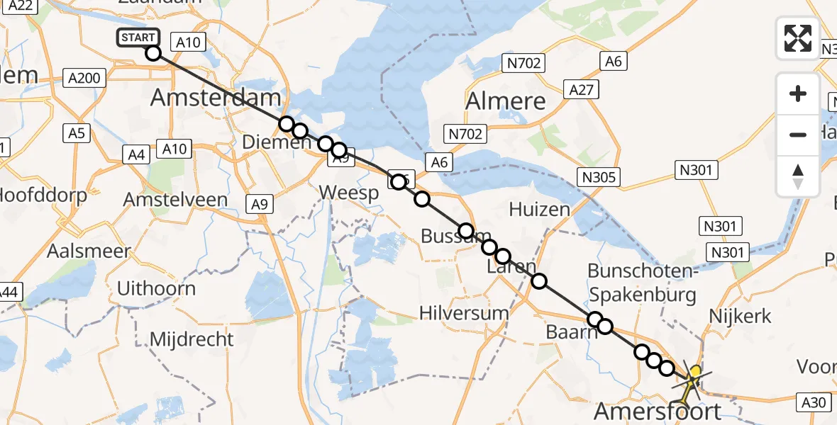 Routekaart van de vlucht: Lifeliner 1 naar Amersfoort, Bosporushaven