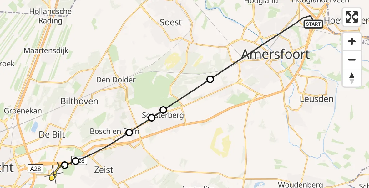 Routekaart van de vlucht: Lifeliner 1 naar Universitair Medisch Centrum Utrecht, Computerweg