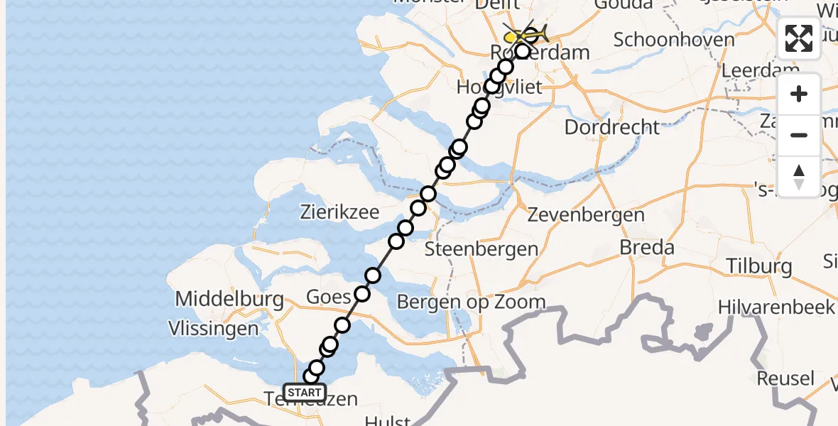 Routekaart van de vlucht: Lifeliner 2 naar Rotterdam The Hague Airport, Veerhaven