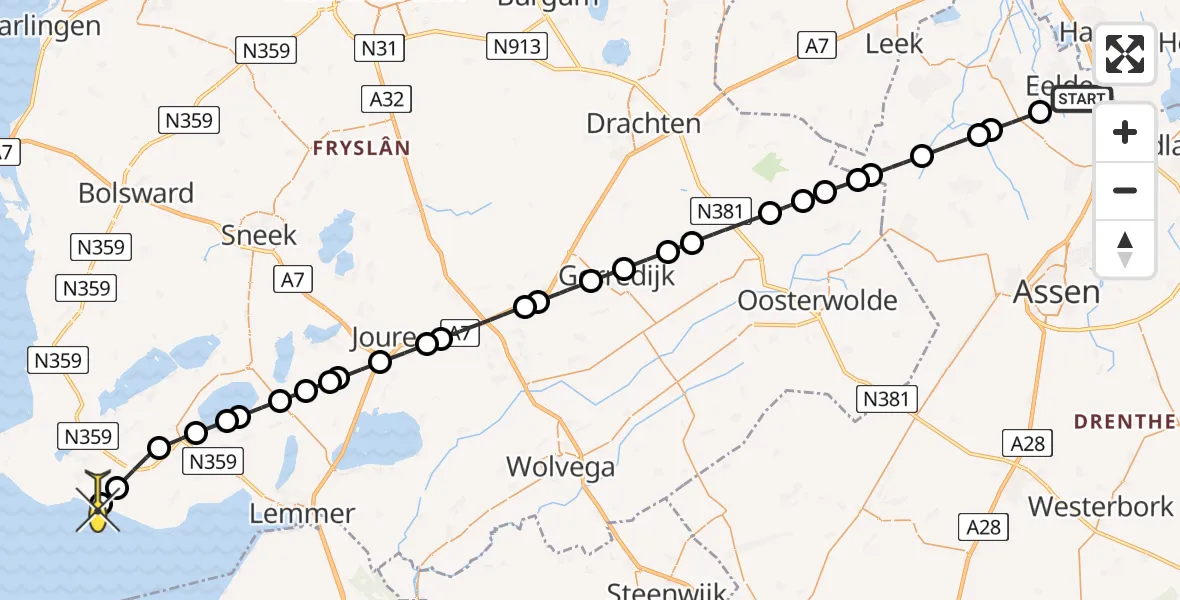 Routekaart van de vlucht: Lifeliner 4 naar Mirns, Lugtenbergerweg