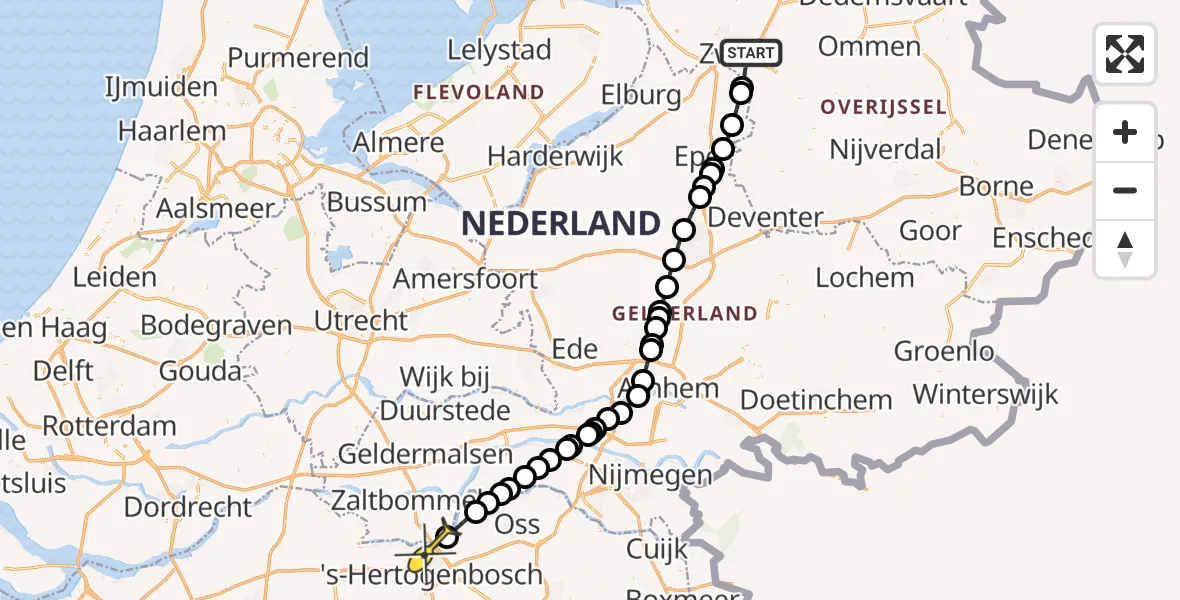 Routekaart van de vlucht: Lifeliner 3 naar 's-Hertogenbosch, Doepark De Nooterhof