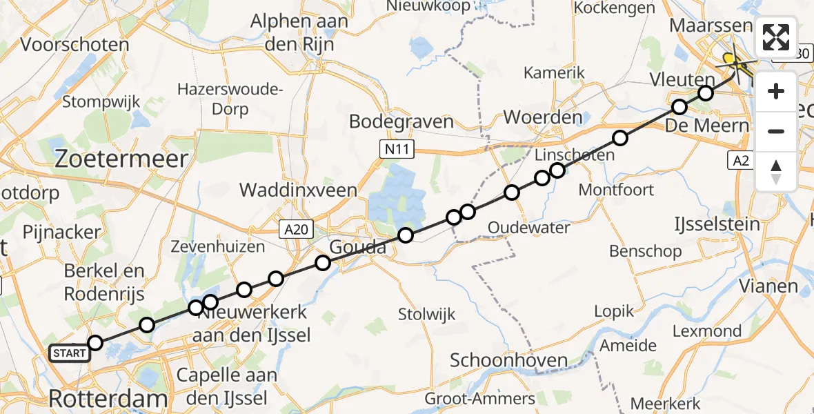 Routekaart van de vlucht: Lifeliner 2 naar Utrecht, Woensdrechtstraat