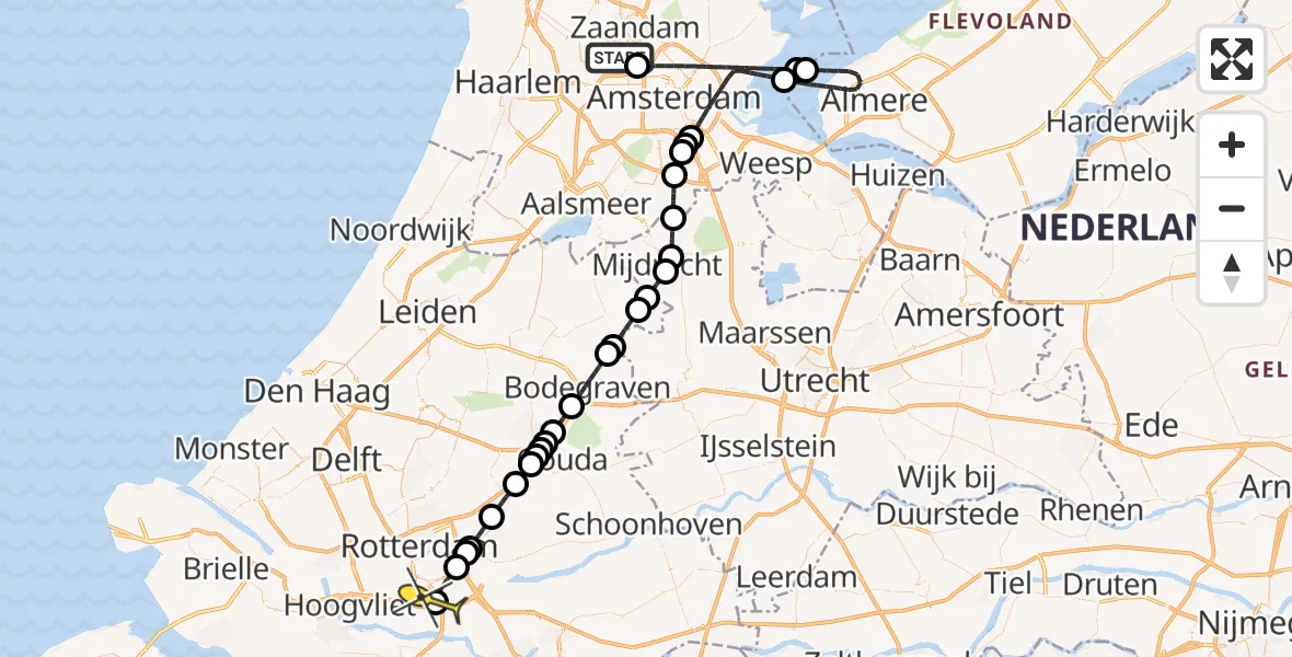 Routekaart van de vlucht: Lifeliner 1 naar Barendrecht, Sextantweg