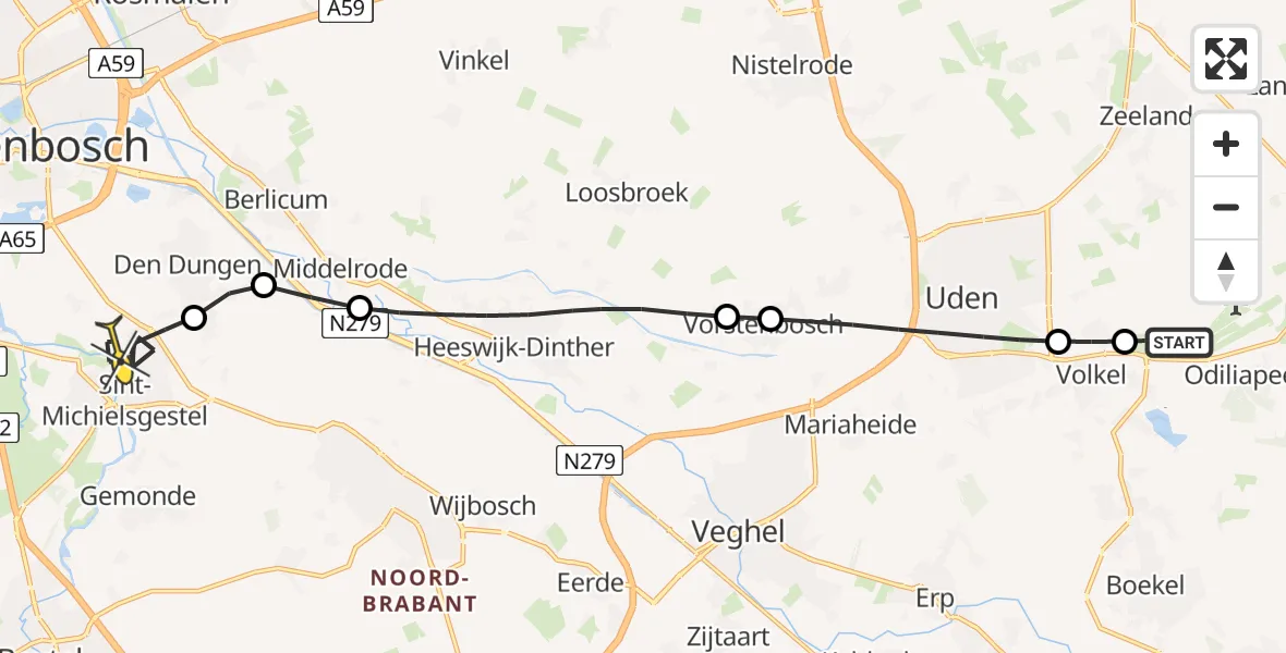 Routekaart van de vlucht: Lifeliner 3 naar Sint-Michielsgestel, Venstraat