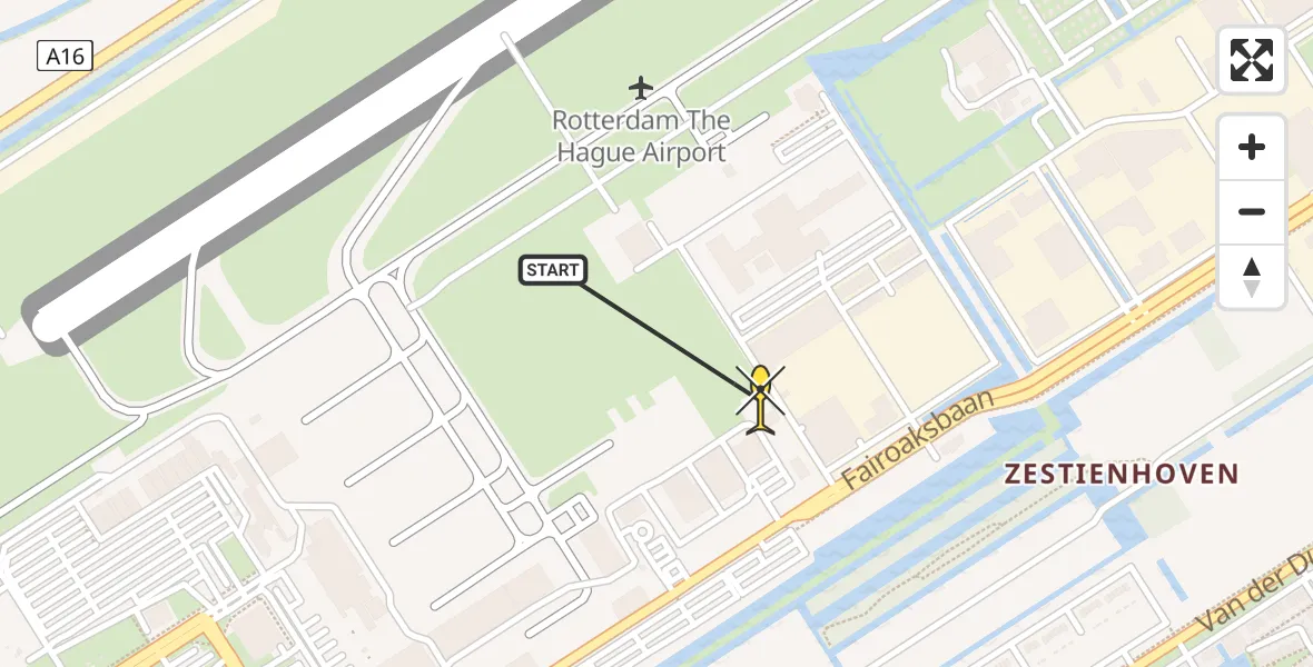 Routekaart van de vlucht: Lifeliner 2 naar Rotterdam The Hague Airport, Brandenburgbaan