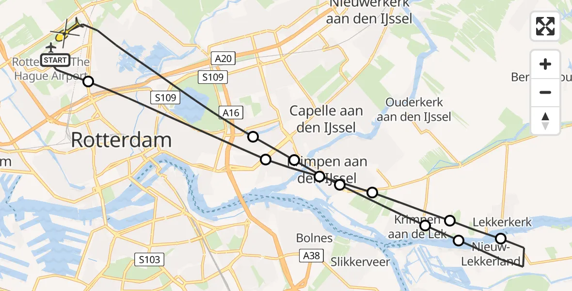 Routekaart van de vlucht: Lifeliner 2 naar Rotterdam The Hague Airport, Goedaerthof