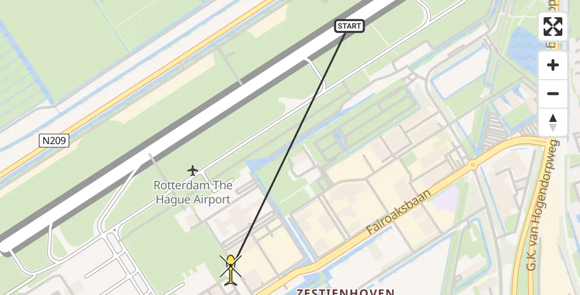 Routekaart van de vlucht: Lifeliner 2 naar Rotterdam The Hague Airport, Brandenburgbaan