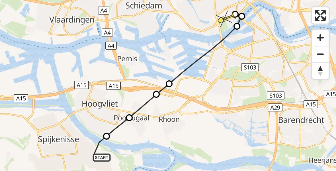 Routekaart van de vlucht: Lifeliner 2 naar Erasmus MC, Allemanspad