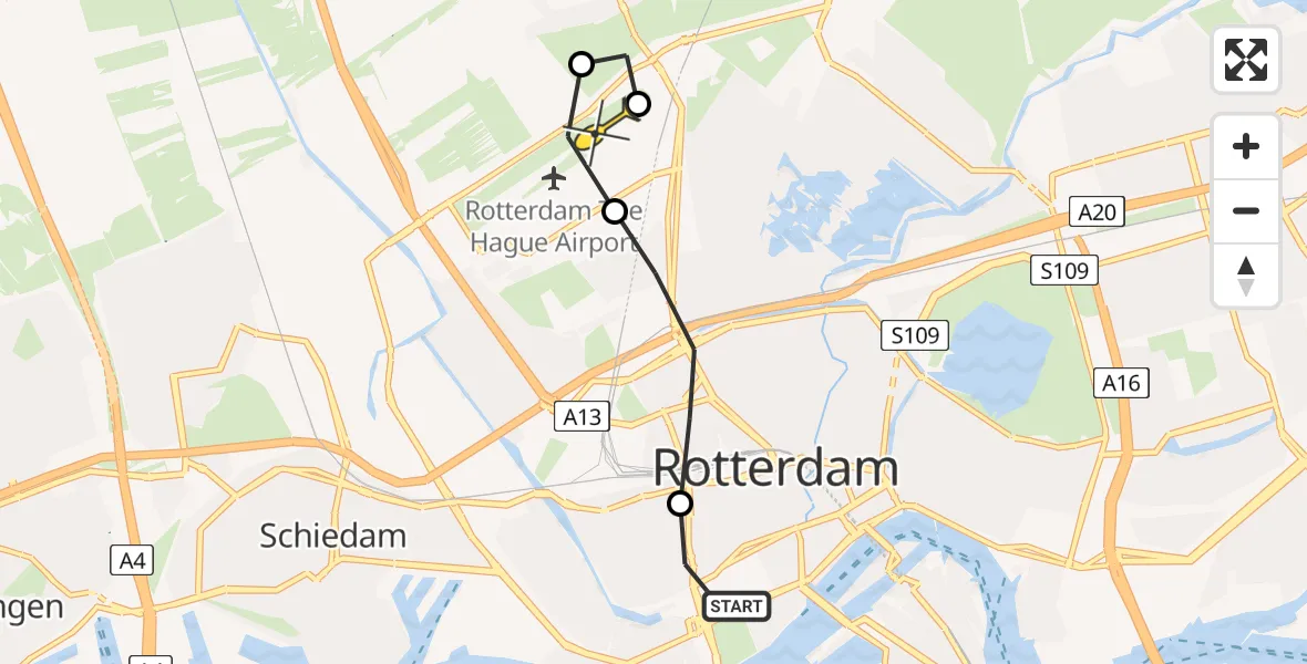 Routekaart van de vlucht: Lifeliner 2 naar Rotterdam The Hague Airport, Duivenvoordestraat