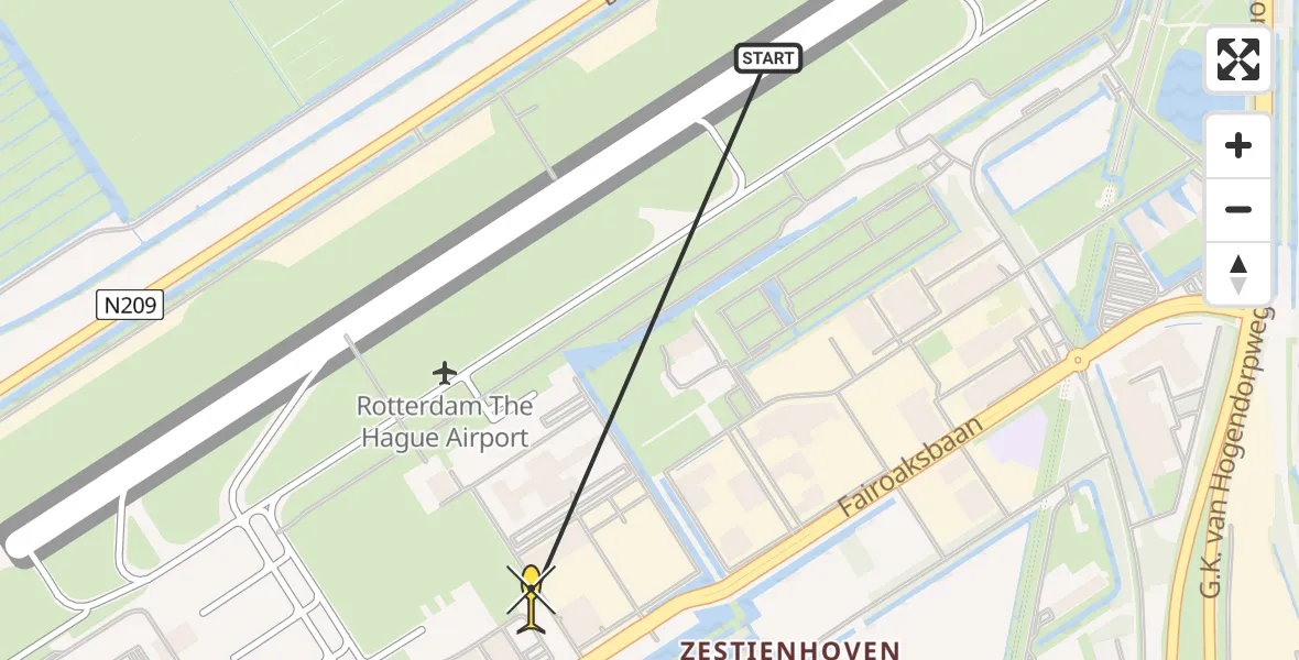 Routekaart van de vlucht: Lifeliner 2 naar Rotterdam The Hague Airport, Brandenburgbaan