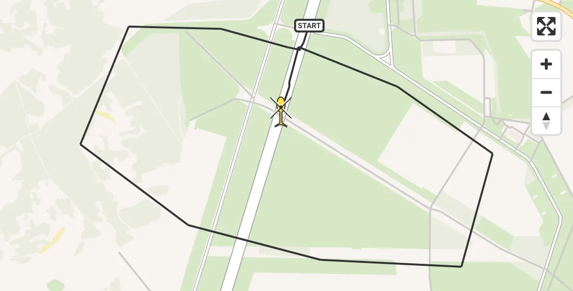 Routekaart van de vlucht: Politiehelikopter naar Vliegbasis Deelen, Rolbaan