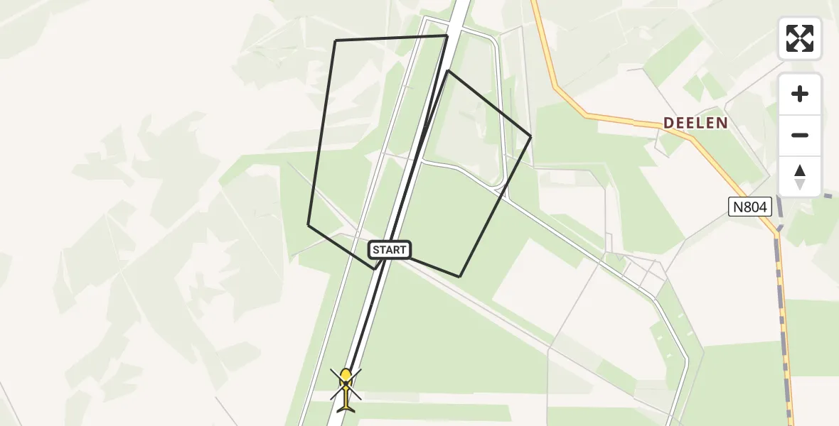 Routekaart van de vlucht: Politiehelikopter naar Vliegbasis Deelen, Zinkgat
